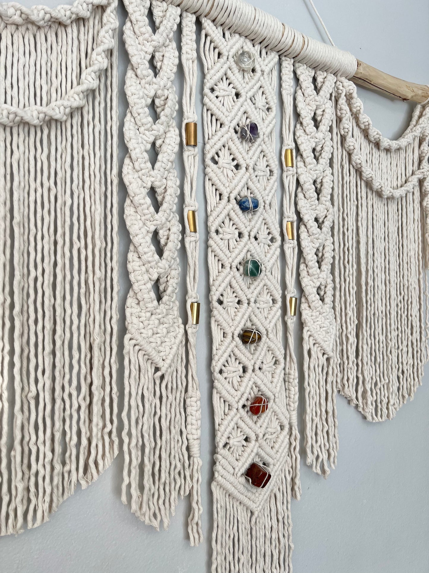 macrame chakra wall hanging