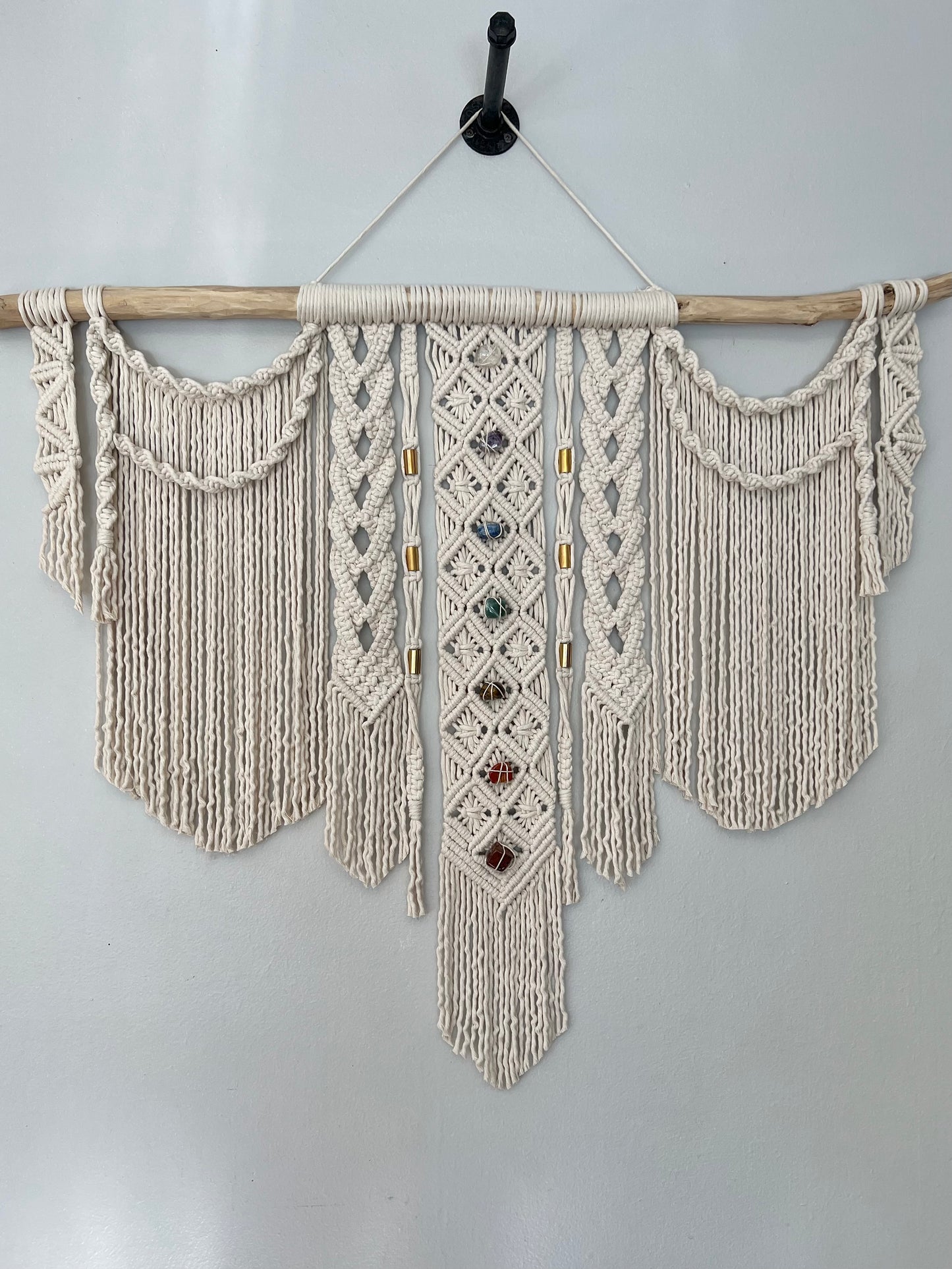 macrame chakra wall hanging