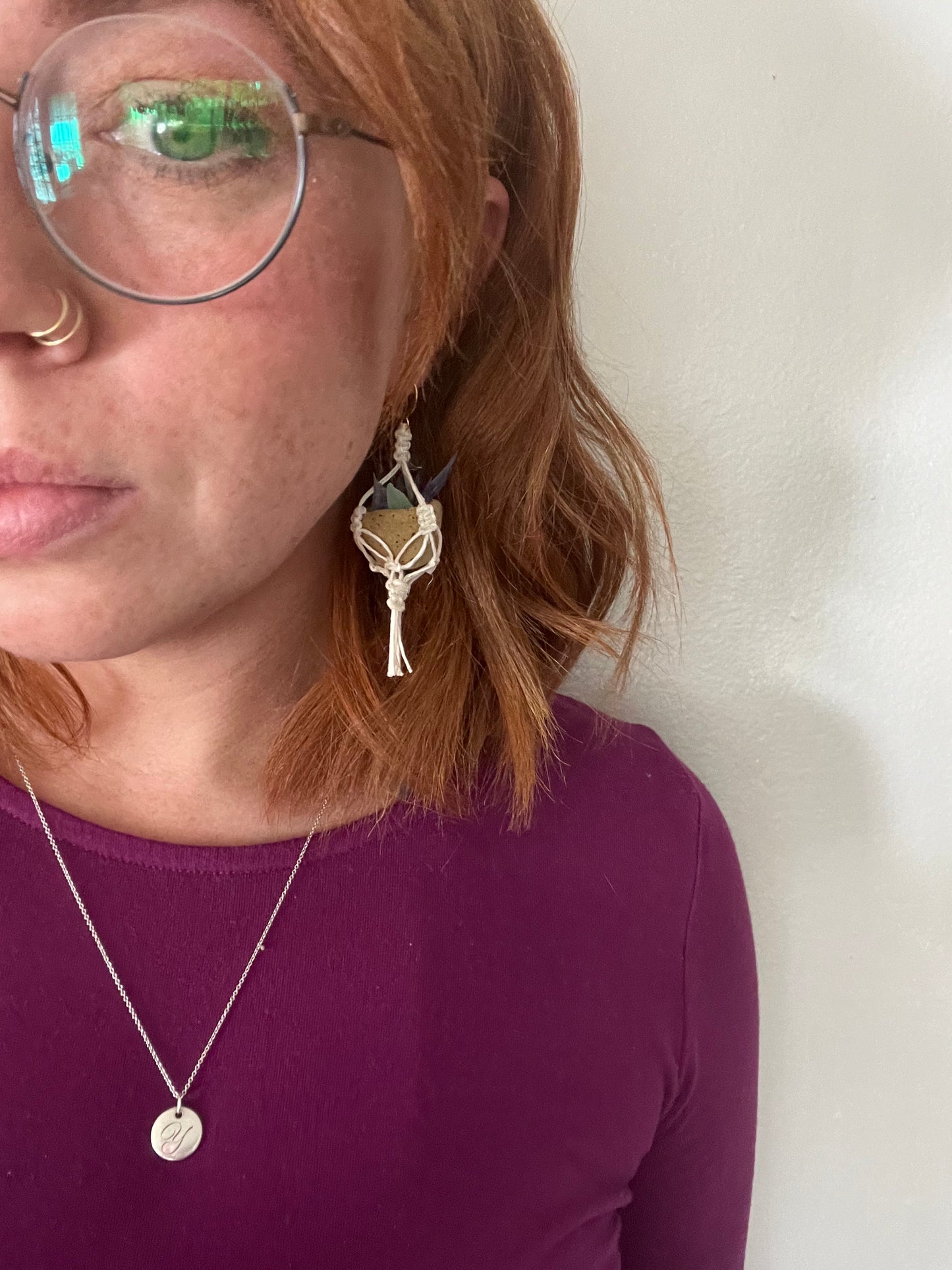 mini plant hanger earrings