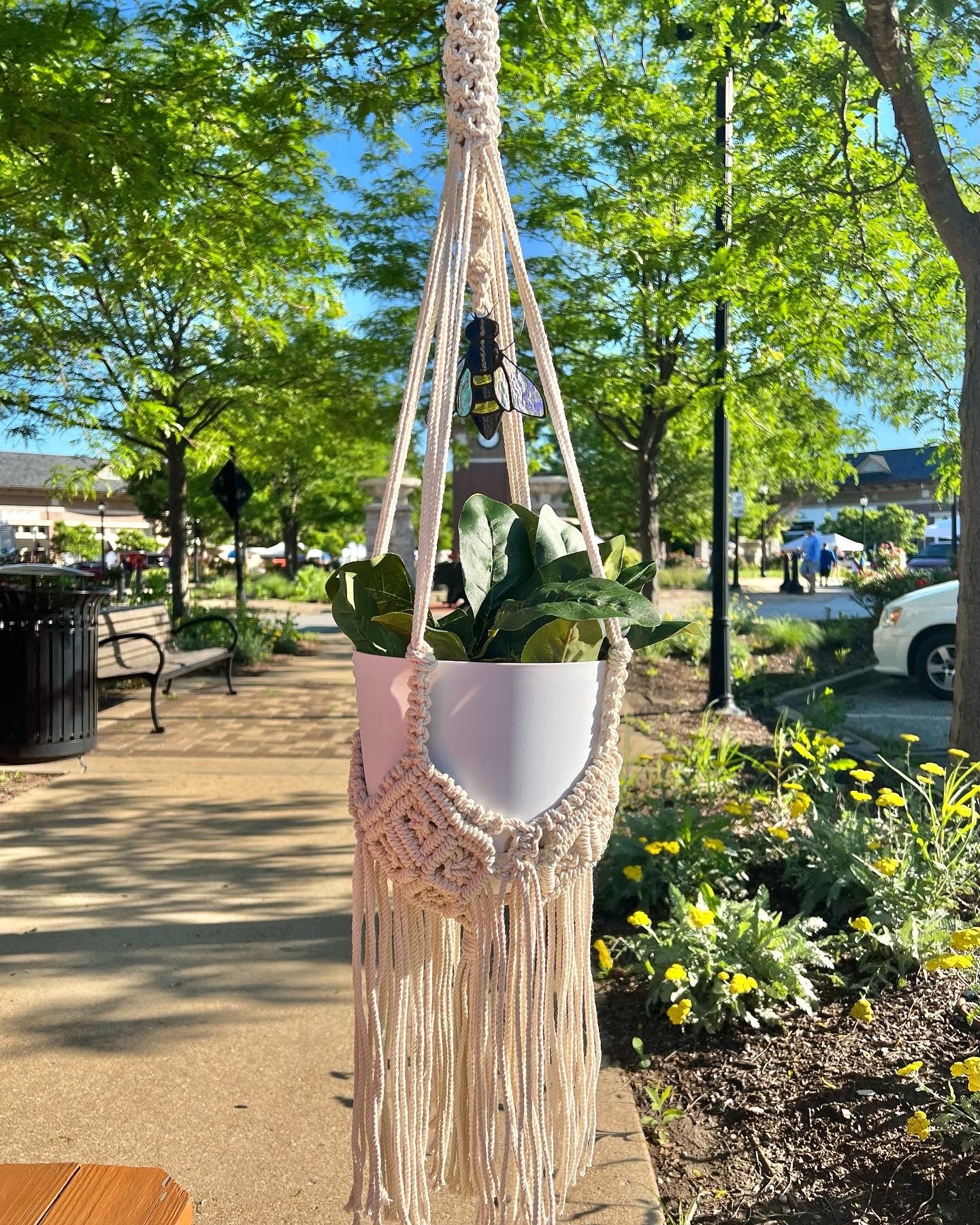 bee plant hanger: a collaboration with AK Stained Glass