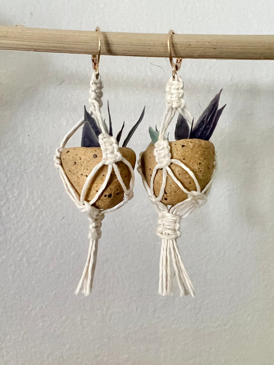 mini plant hanger earrings